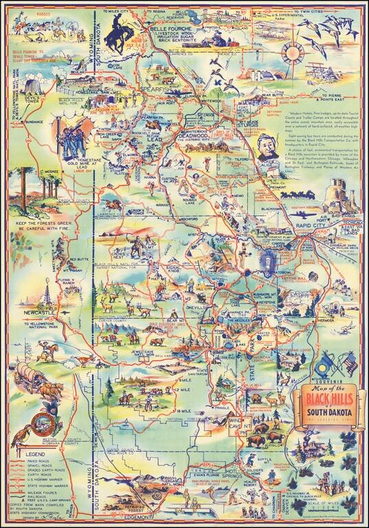 Map of the Black Hills of South Dakota The Sunshine State