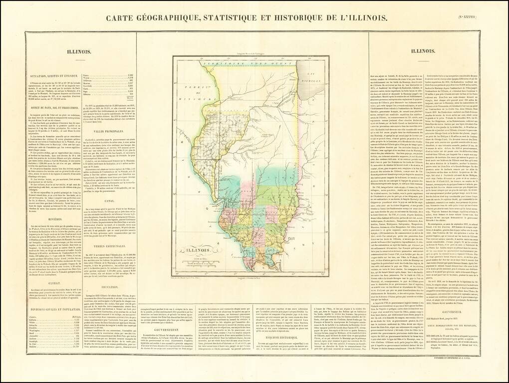 Carte Geographique, Statistique et Historique De L'Illinois
