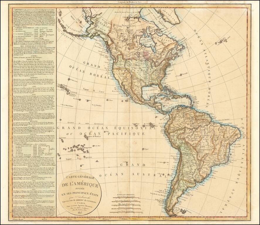 Carte Generale De L'Amerique Divisee en ses principaux etats . . . 1823