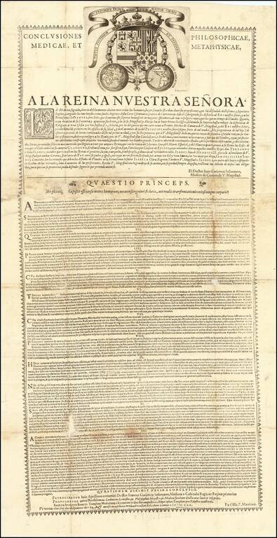 [World Map on Spanish Coat of Arms] Conclusiones Philosophicae, Medicae, et Metaphysicae