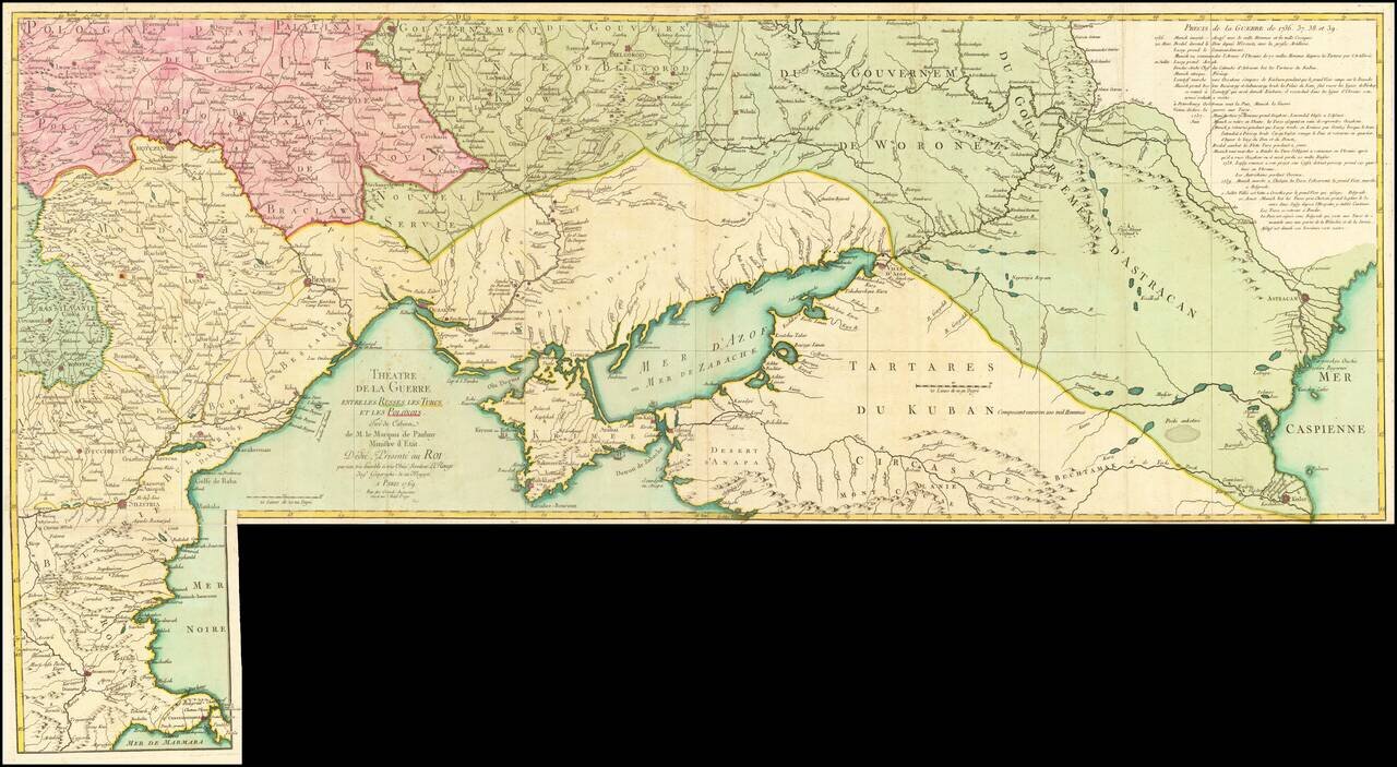 Theatre de la Guerre entre les Russes, Les Turcs, et Les Polonois.  Tire du Cabinet de M. le Marquis de Paulmy Ministre d'Etat.  Dedie, Presente au Roi . . . 1769
