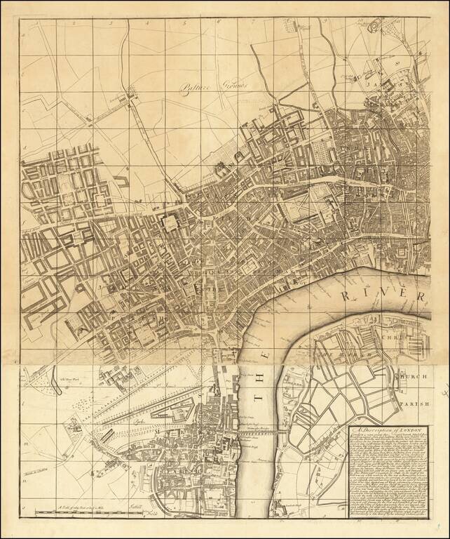 [New and Exact Plan of the City’s of London and Westminster and the Borough of Southwark And the Additional New Buildings Churches &c to the present Year 1735.] (Western sheet]