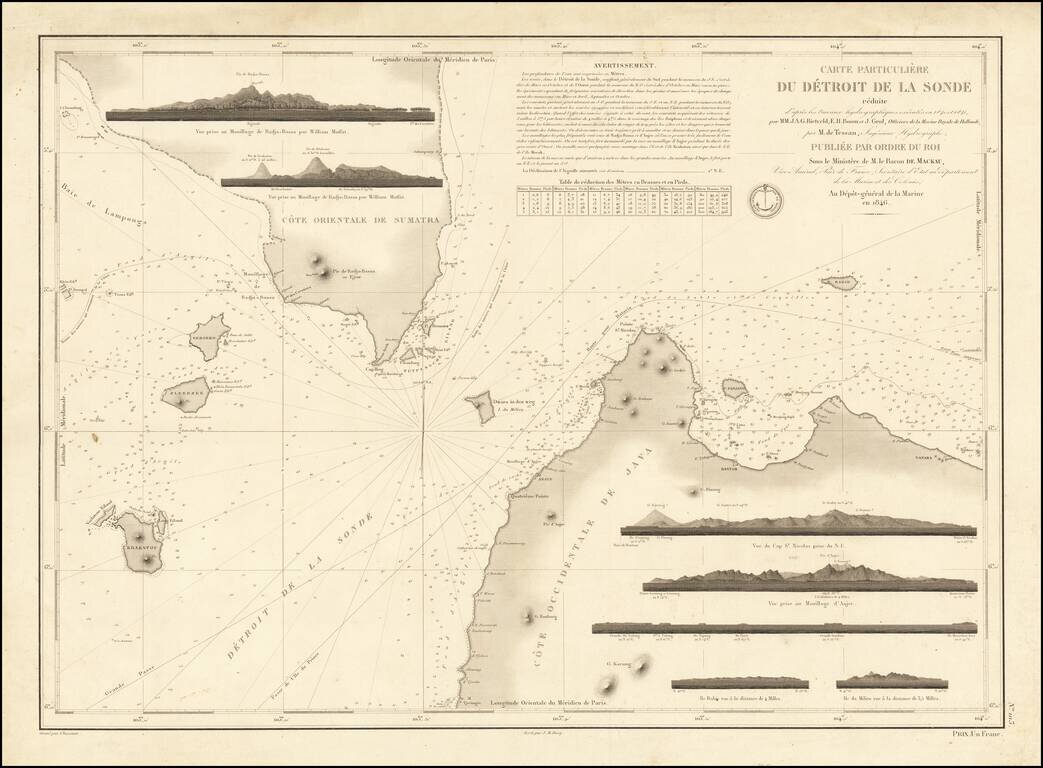 Carte Particuliere Du Detroit De La Sonde reduite d'apres les travaux hydrographiques executes en 1840  et 1841, par M.M. J.A.G. Rietveld, E.H. Boom et J. Grol . . . . 1846