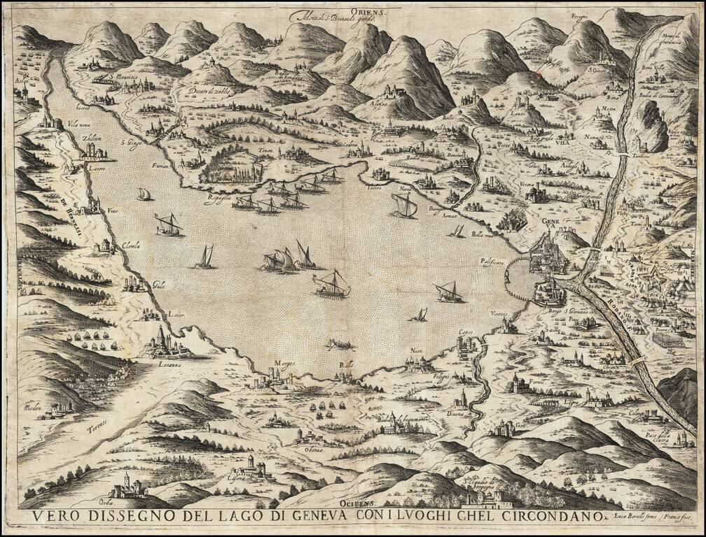 Vero Dissegno Del Lago Di Geneva Con i Luoghi Chel Circondao