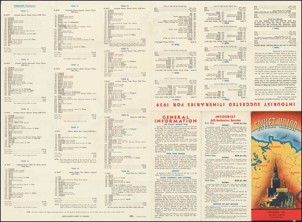 Intourist Map of The Soviet Union and Europe Showing Principal Transportation Connections