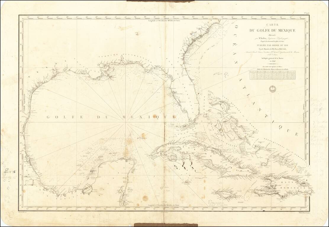 Carte du Golfe du Mexique Dressee par Mr. Keller, Ingenieur Hydrographe, d'apres les travaux les plus recents.  . . . 1843