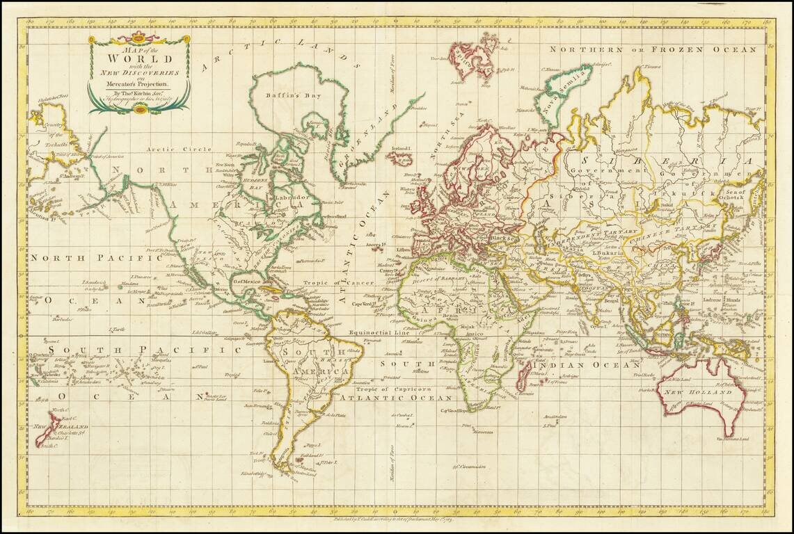Map of the World with the New Discoveries on Mercator's Projection . . . 1783