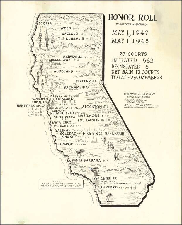 [California]  Honor Roll  Foresters of America May 1, 1947 to May 1, 1948
