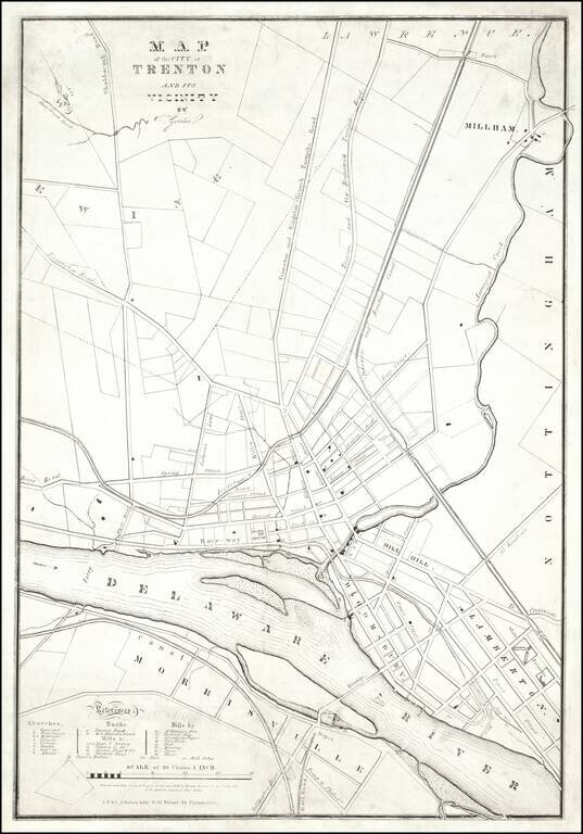 Map of the City of Trenton and its Vicinity by T. Gordon.