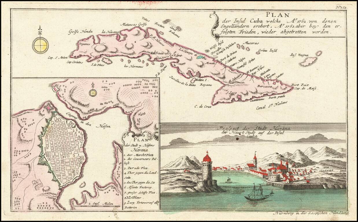 Plan der Insul Cuba welche ao. 1762 von denen Engellandern erobert, ao. 1763 aber bey den er folgten Frieden, wieder abgetretten worden