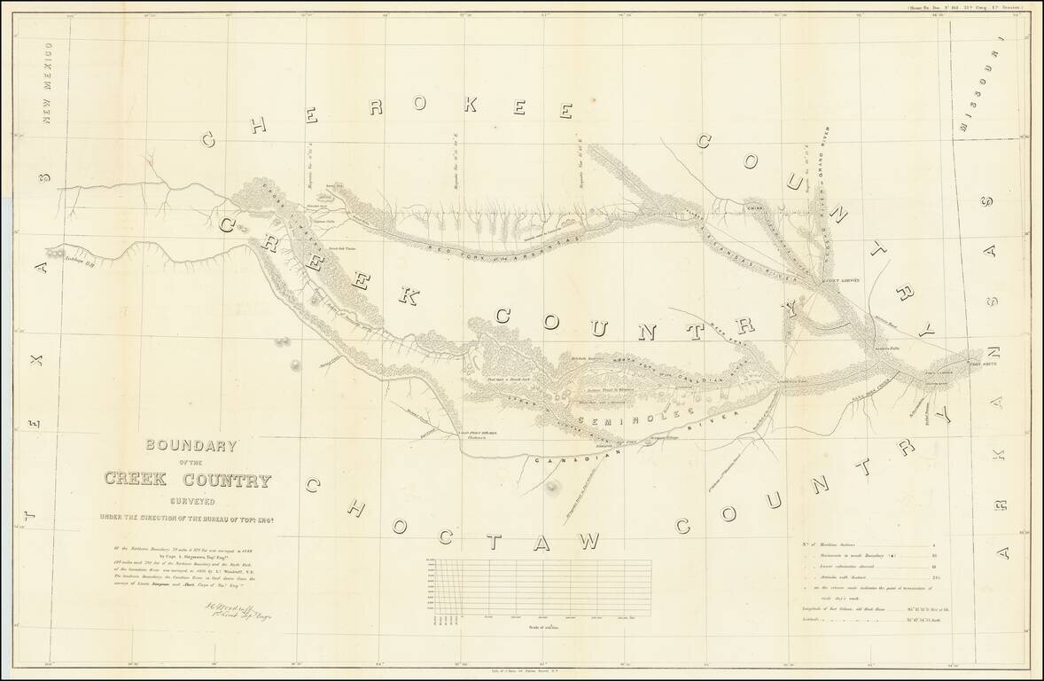Boundary of the Creek Country Surveyed Under The Direction of the Bureau of Topl. Engs. . . 1849 (with text report)