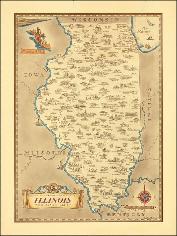 An Historical and Geographical Map of the State of Illinois The Prairie State