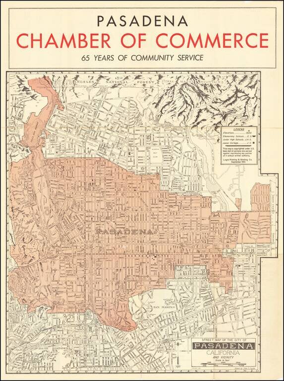 Street Map of the City Pasadena California and Vicinity