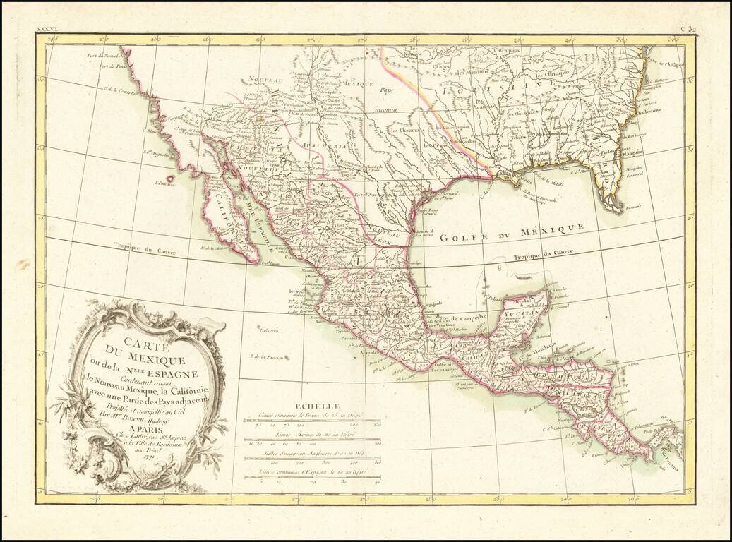 Carte Du Mexique ou de la Nlle. Espagne Contenant aussi le Nouveau Mexique, la Californie, avec une Partie des Pays adjecents . . . 1771