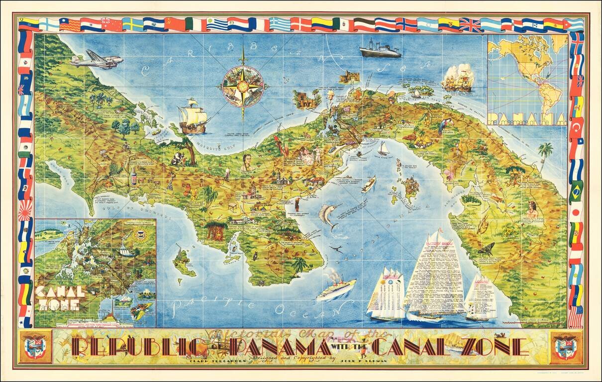 Pictorial Map of the Republic of Panama with the Canal Zone