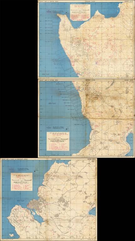 (Second World War - Okinawa) Okinawa Shima (Target Map of Yontan Area | Target Map of Katena Area |  Target Map of Naha and Machinato Areas)