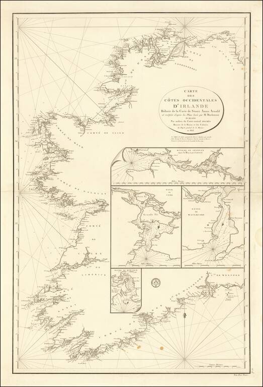Carte des Cotes Occidentales D'Irlande Reduite de la Carte de Stuart Amos Arnold et rectifee d'apres les Plans leves par M. MacKenzie Publiee Par ordres du Contr-amiral Decres Ministre de Marine et des Colonies . . . 1803