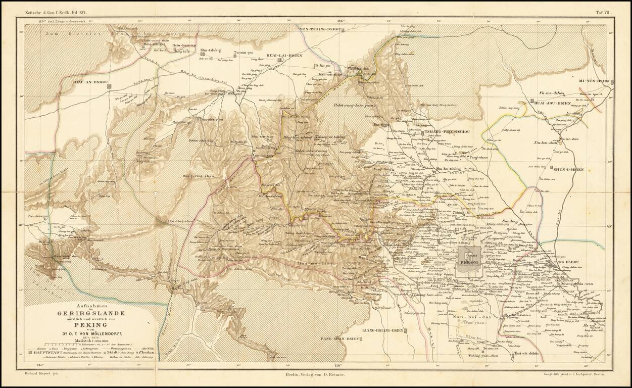 Aufnahmen im Gebirgslande nordlich und westlich von Peking von Dr. O.F. Von Mollendorff, 1874-1879