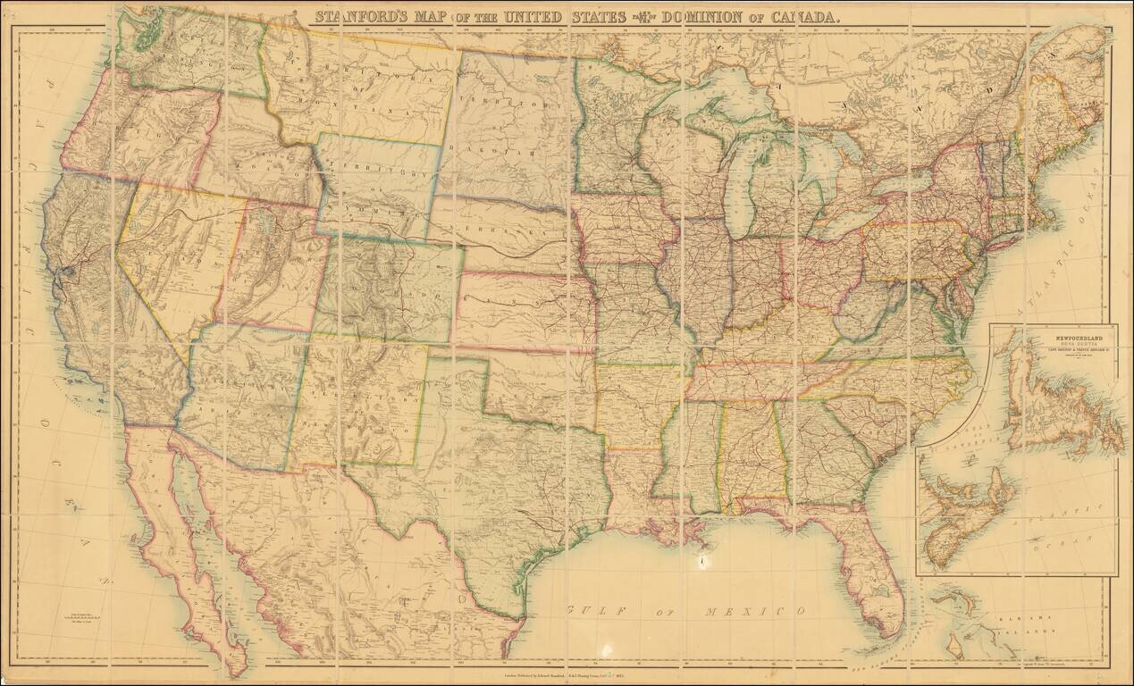 Stanford's Map of the United States and Part of the Dominion of Canada