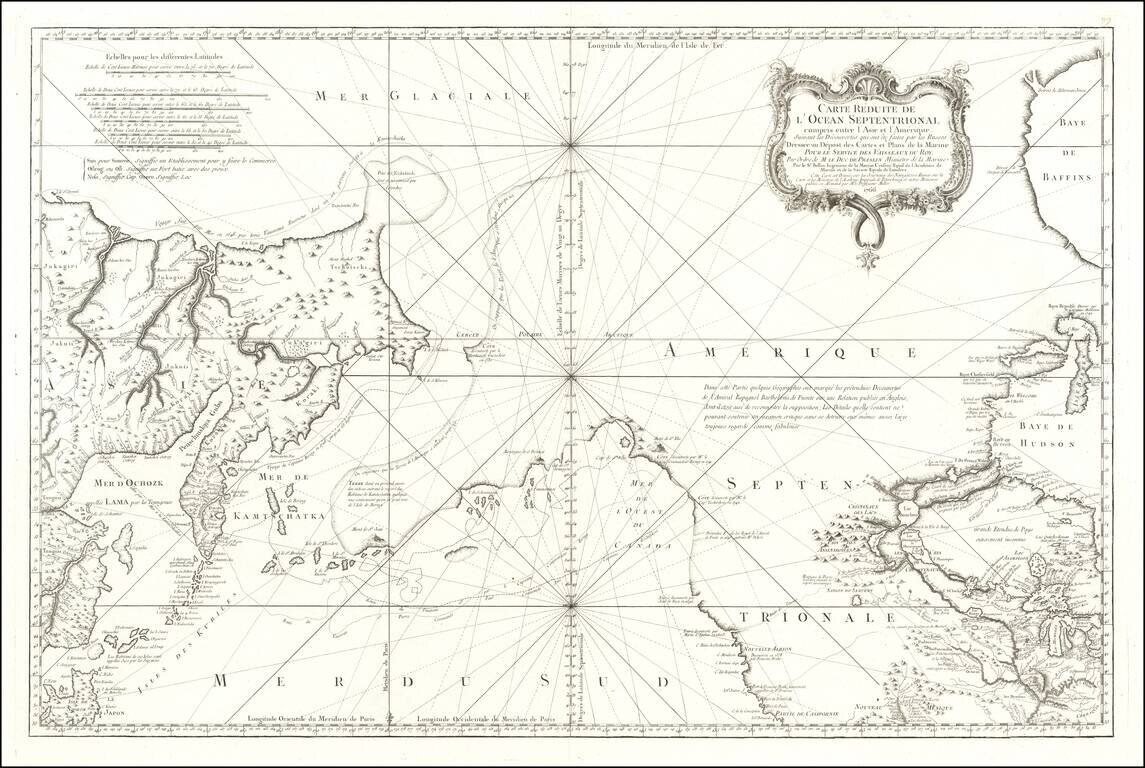 Carte Reduite De L'Ocean Septentrional compris entre l'Asie et l'Amerique  Suivant les Decouvertes qui ont ete faites par les Russes . . . 1766