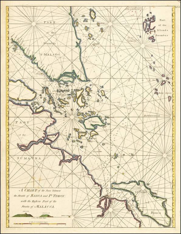 A Chart of the Seas between the Straits of Banca and Po. Timon: with Eastern Part of the Straits of Malacca