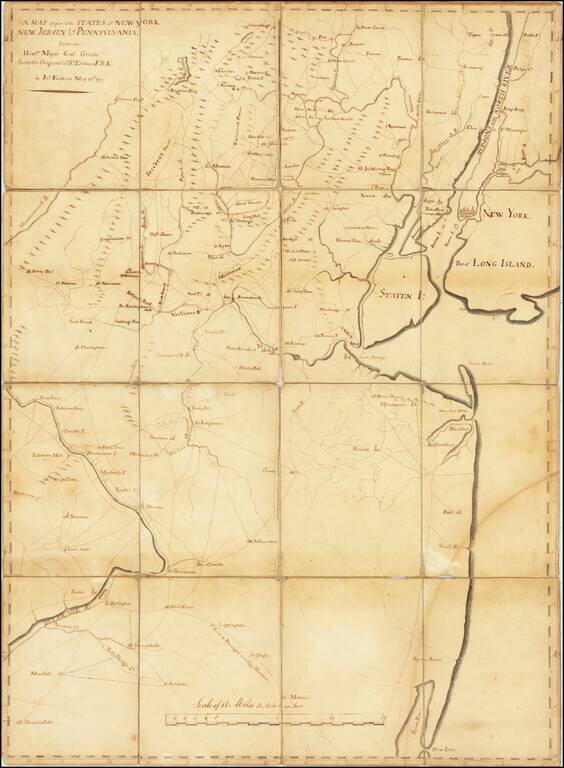 A Map of part of the States of New York, New Jersey, & Pennsylvania.  for the use Honble. Major Genl. Greene. from the Original of Rt. Erskine F.R.S. by Jno. Eskine May 28th 1779.