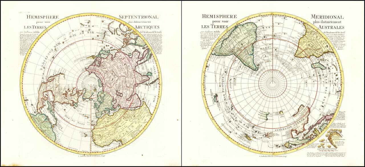 Hemisphere Meridional pour voir plus distinctement Les Terres Australes par Guillaume De L'Isle Onse voyent les Nouvelles decouvertes faites en 1739 au Sud du Cap de Bonne Esperance Par les Ordres de Mrs. de la Compagnie des Indes