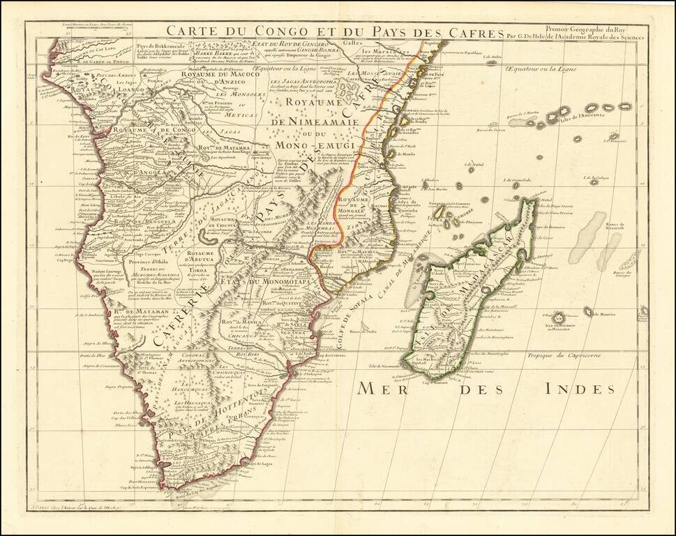 Carte Du Congo Et Du Pays Des Cafres . . . 1708