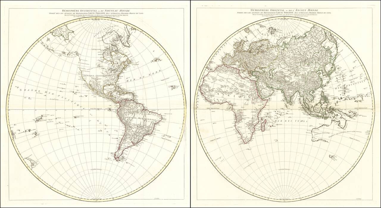 Hemisphere Occidental ou du Nouveau Monde . . . [and] Hemisphere Oriental ou de L'Ancien Monde . . . MDCCLXI