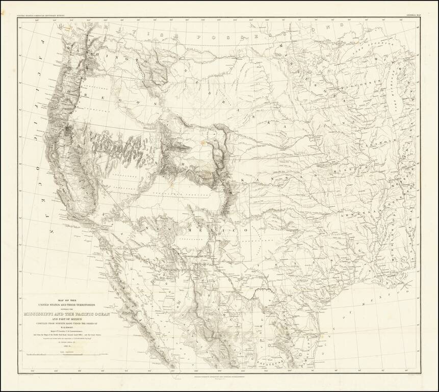 Map of the United States and Their Territories Between the Mississippi and the Pacific Ocean and Part of Mexico . . . W.H. Emory . . . 1857-8.