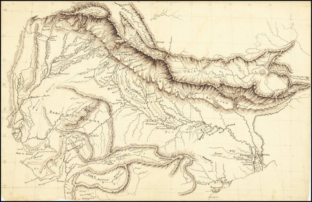 [Northern India] (hand drawn map of Northern India)