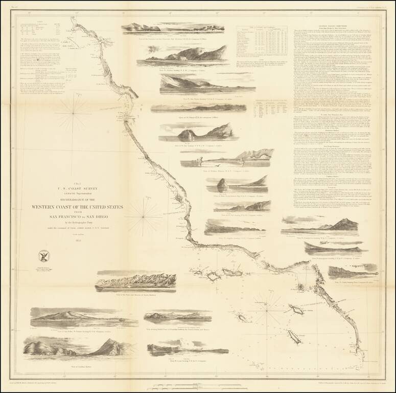 Reconnaissance of the Western Coast of the United States From San Francisco to San Diego . . . 1852  [Rare Separately Issued & Revised Electrotype Copy]