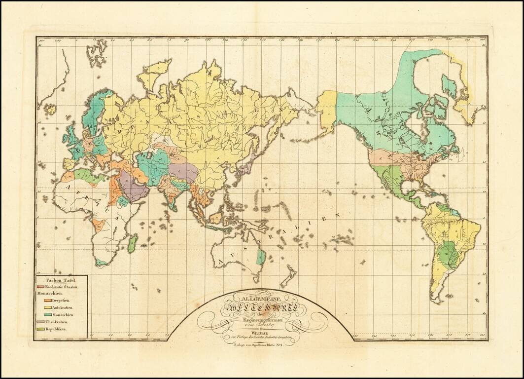 Allgemeine Weltkarte der Regierungsformen vom Jahr 1817 . . .