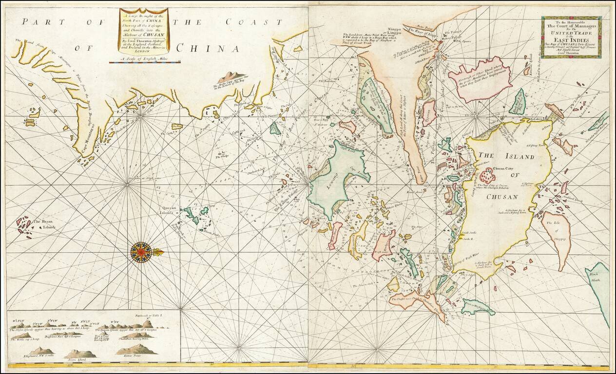 A Large Draught of the North Part of China.  Shewing all the Passages and Channells into the Harbour of Chusan . .