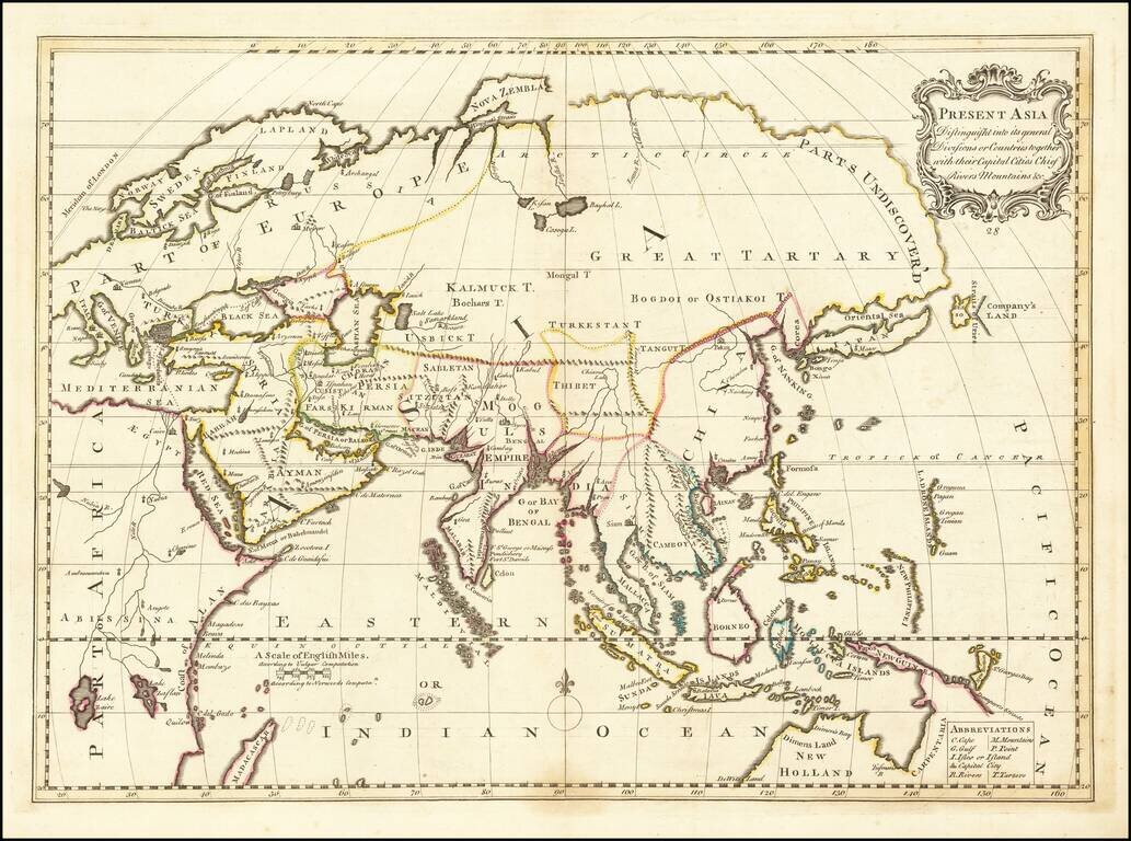 Present Asia. Distinguisht into its general Divisons or Countries together with their Capital Cities Chief Rivers Mountains &c.