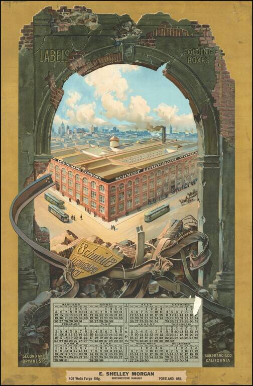 [San Francisco View]  Schmidt Lithograph Co. Second and Bryant Sts.  San Francisco, California