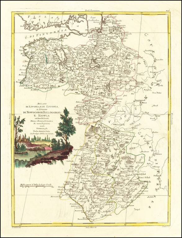 Ducati di Livonia, e di Estonia, e Governi di Nowogorod, Bielogorod, e Kiowia coi loro Distretti Nella Russia Europea Di nuova Projezione