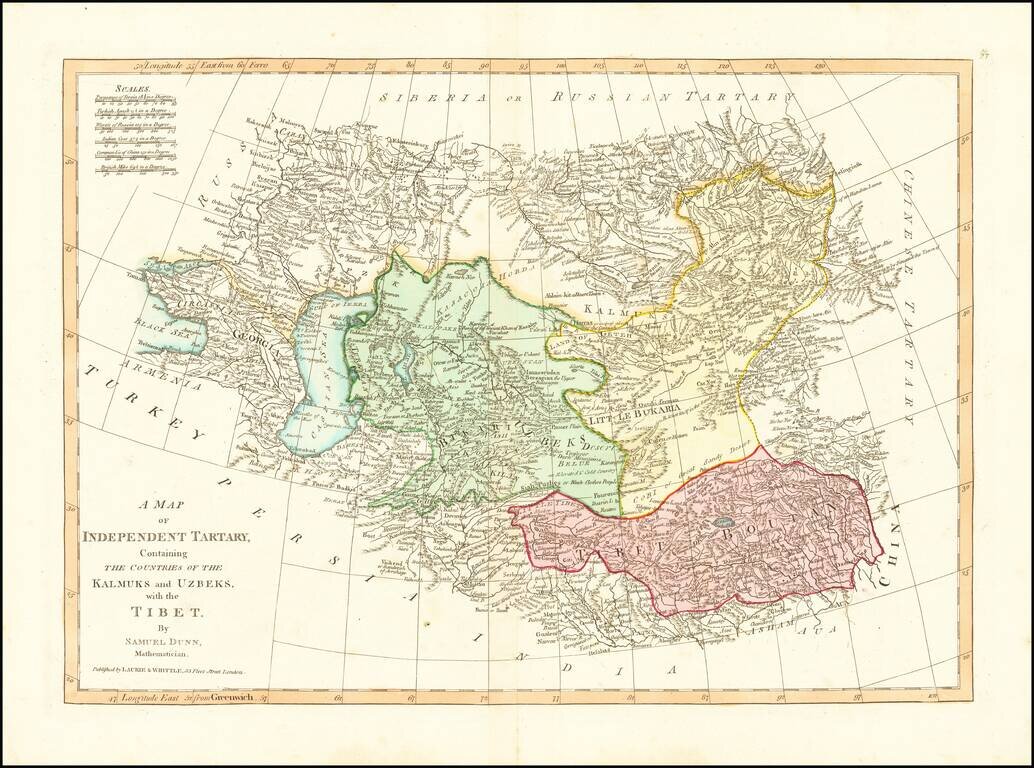 A Map of Independent Tartary, Containing The Countries of the Kalmuks and Uzbeks, with the Tibet . . . 1774