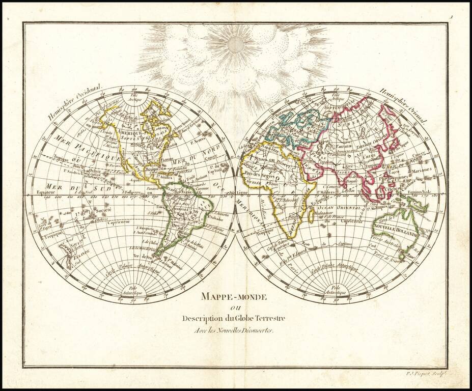 Mappe-Monde ou Description du Globe Terrestre Avec les Nouvelles Decouvertes