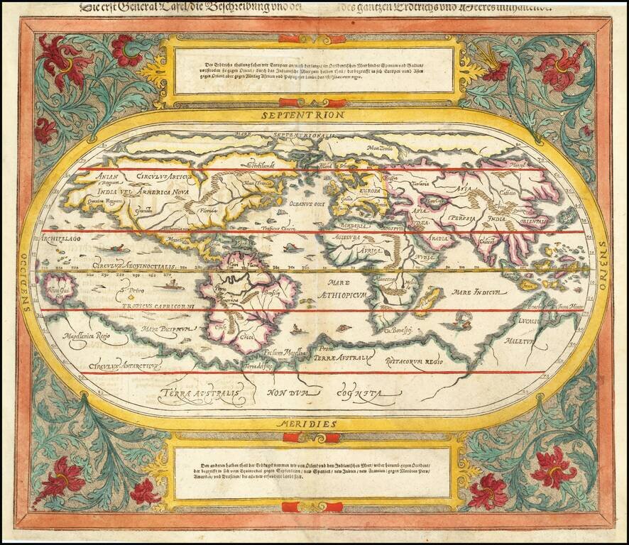 Die erst General Tafel / Die Beschreibung und den Circkel des gantzen Erdtrichs und Deeres innhaltende