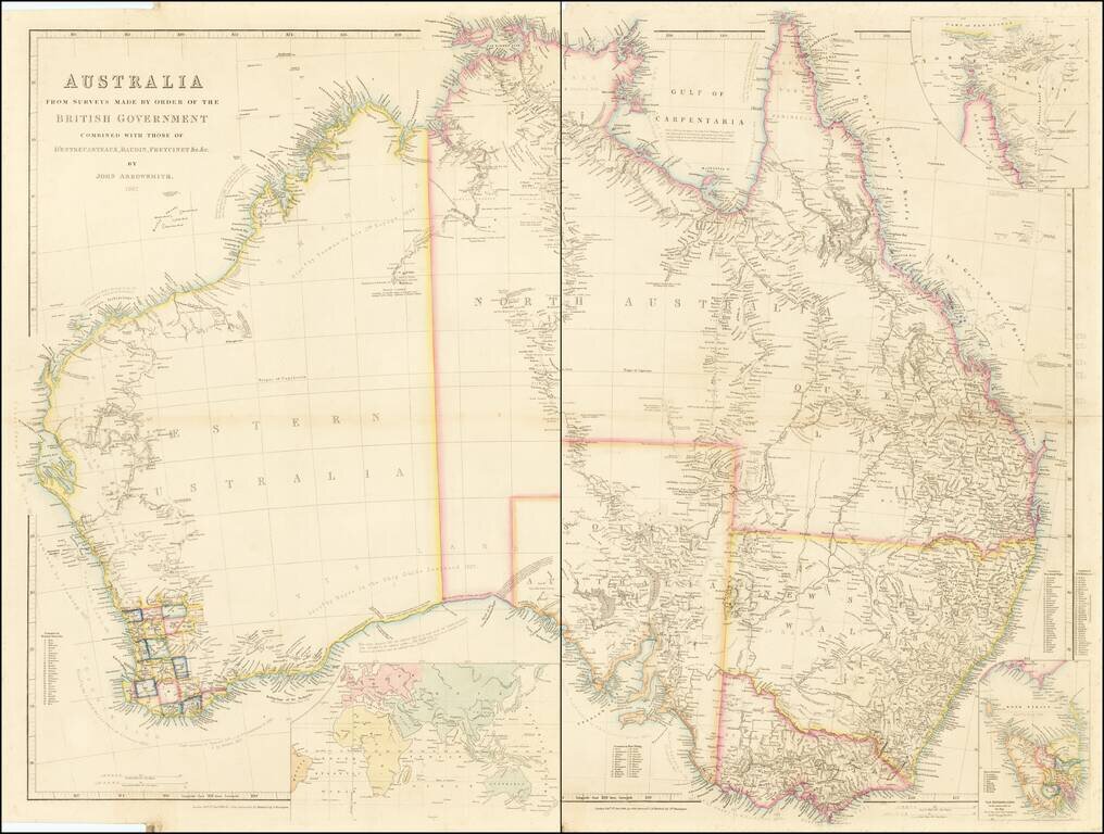 Australia From Surveys Made By Order of the British Government Combined with those of D'Entrecasteaux, Baudin, Freycinet &c.&c. By John Arrowsmith.  1862