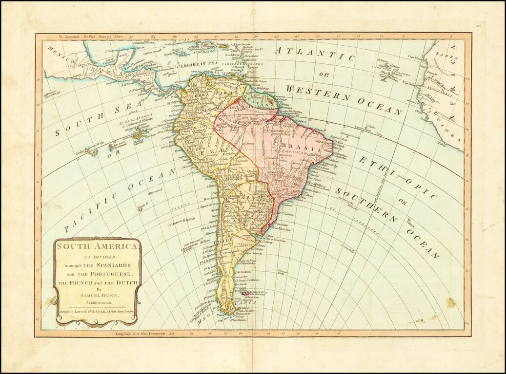 South America as Divided amongst The Spaniards and The Portuguese, The French and The Dutch