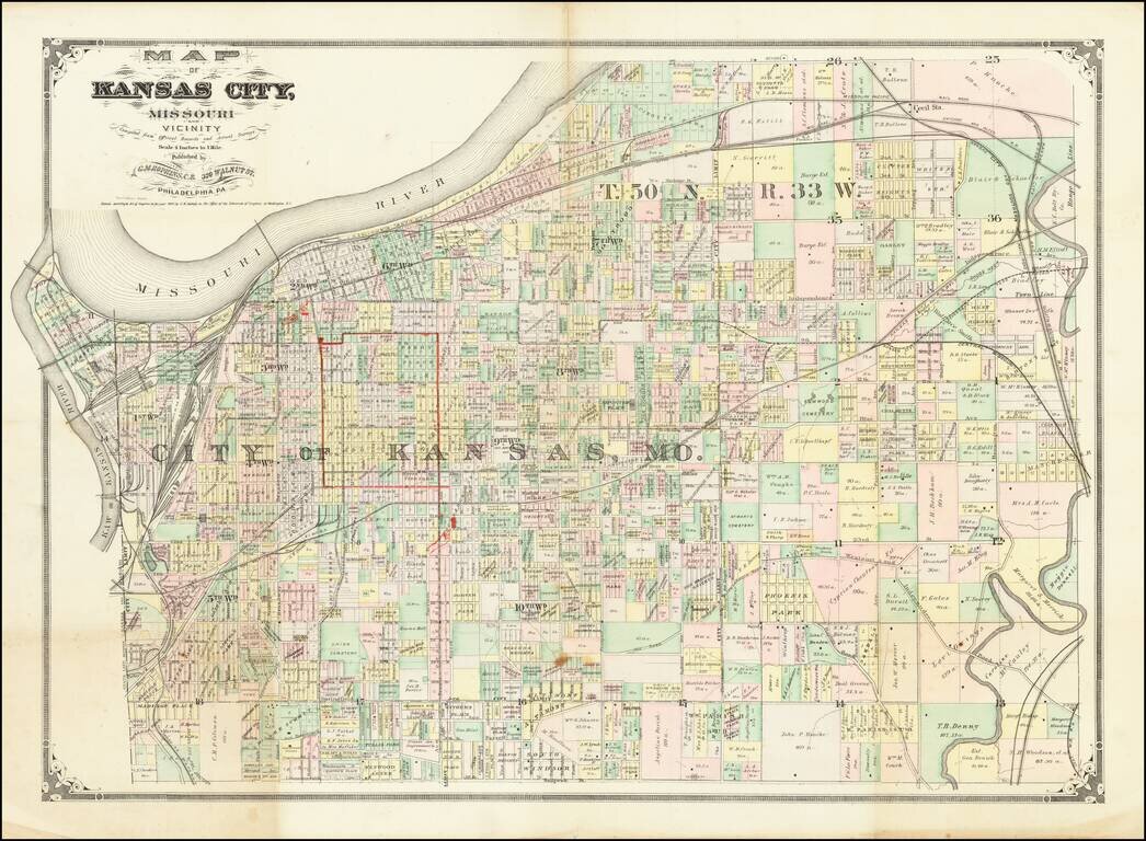Map of Kansas City, Missouri and Vicinity.  Compiled from Official Records and Actual Surveys.