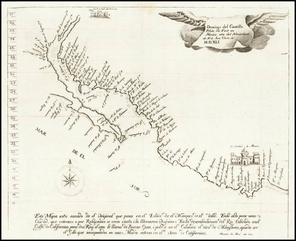 [Untitled Map of Baja California & West Coast of Mexico]