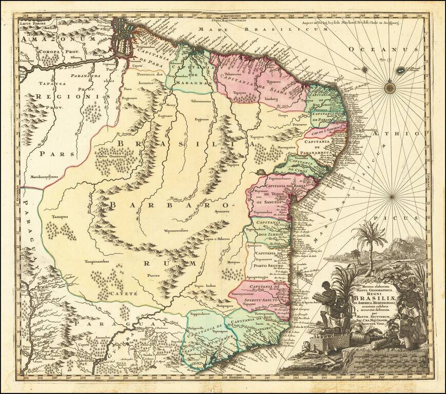 Recens elaborata Mappa Geographica Regni Brasiliae in America Meridionali maxime celebris accurate delineata . . .
