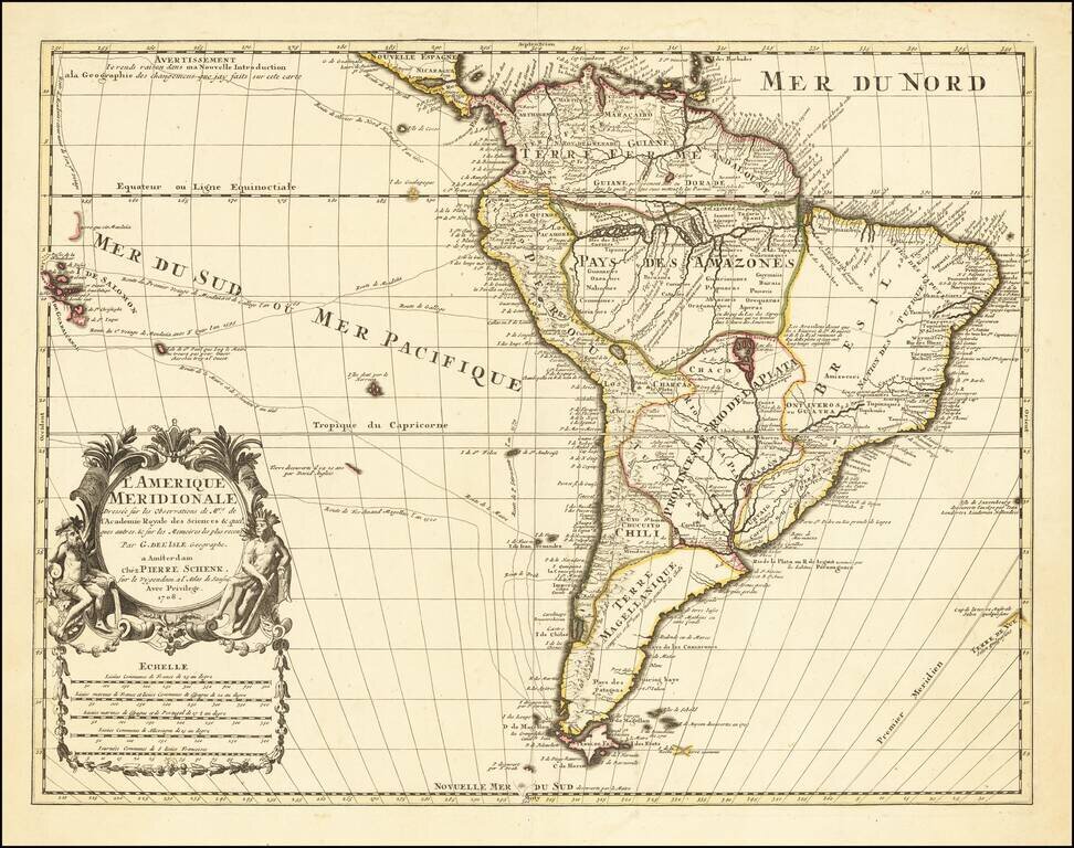 L'Amerique Meridionale Dressee sur les Observations de Mrs. de l'Academie Royale des Sciences . . . . 1708