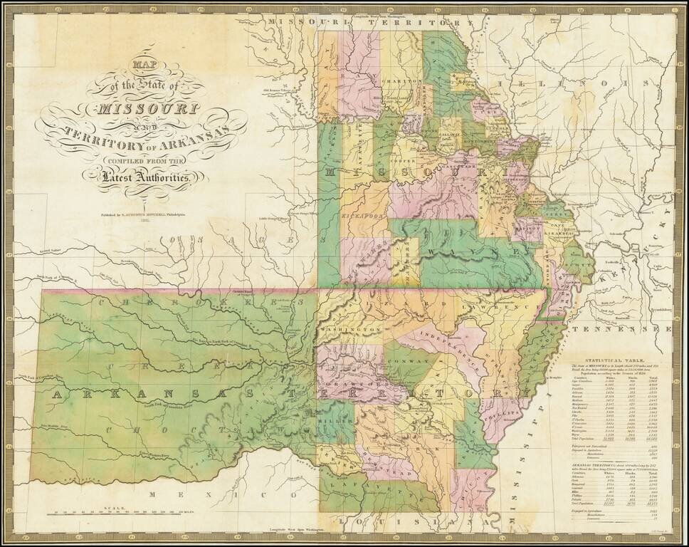 Map of the State of Missouri and Territory of Arkansas complied from the Latest Authorities . . . 1831