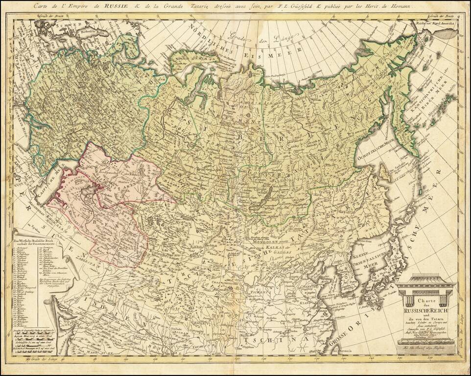 Charte das Russische Reiche und ide von den Tatarn Bewohnte Lander in Europa und Asia Enthalten . . . 1807