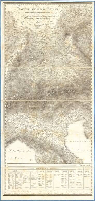 Carte Statistique, Politique, et Mineralogique De L'Italie ou sont tracees toutes les routes, relais, et distances de postes, & les nouelles Limites, d'apres les derniers traites . . . MDCCCXVI