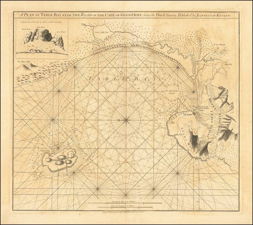 A Plan of Table Bay, with the Road of the Cape of Good Hope, from the Dutch Survey.  Published by Joannes van Keulen